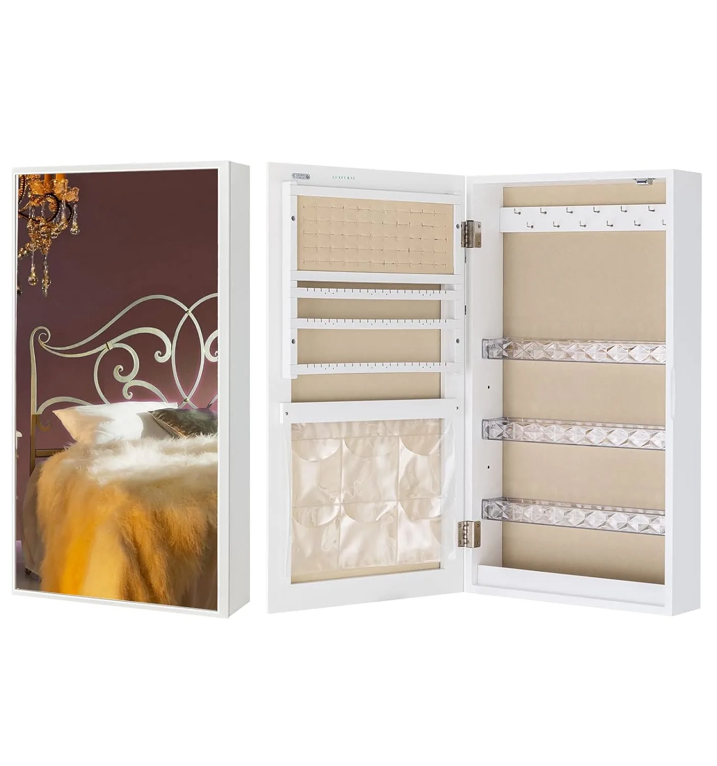 LUXFURNI Wood Jewellery Cabinet