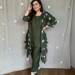 The Olive Polka-Dot Shrug Set