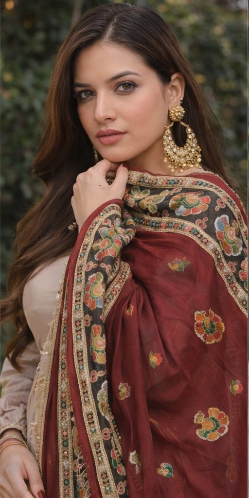 Beige Anarkali Suit with Designer Maroon Dupatta