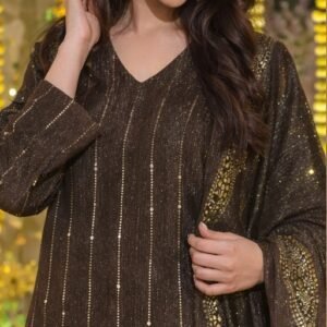 Dark Brown Festive Sharara Set with Dupatta