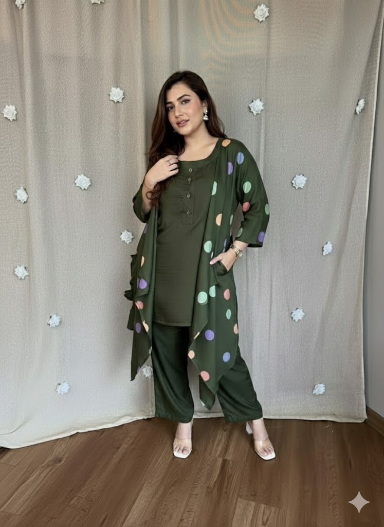 The Olive Polka-Dot Shrug Set - Image 2