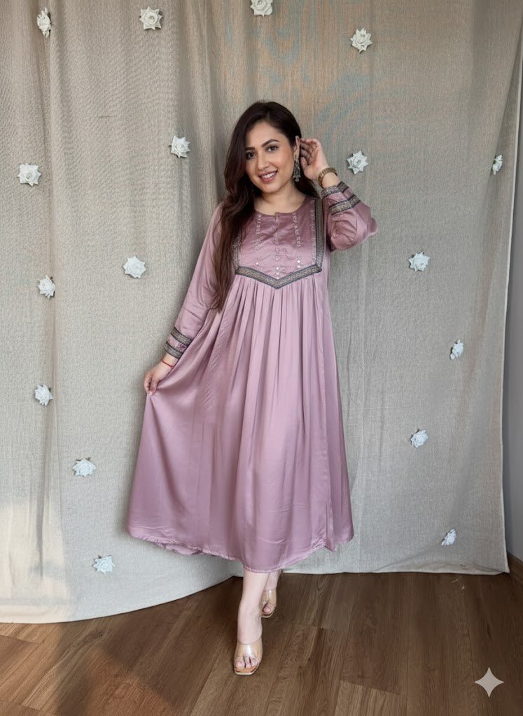 The Mauve Silk Grace Dress - Image 2