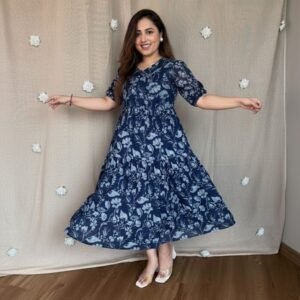 Floral Tiered Midi Dress with Peter Pan Collar