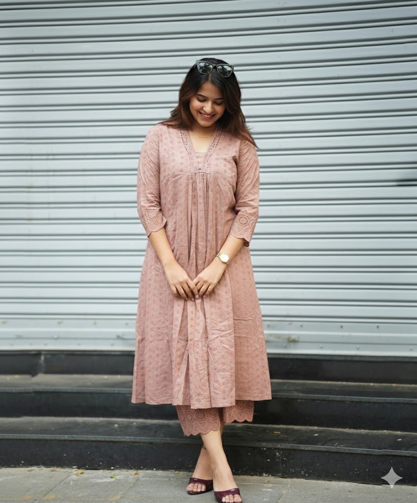Elegant Blush Pink Kurti Look