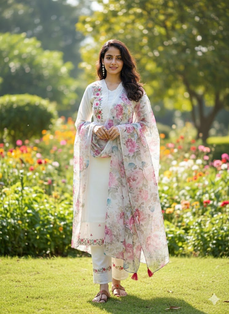 Floral Whispers White Salwar Suit 🌸