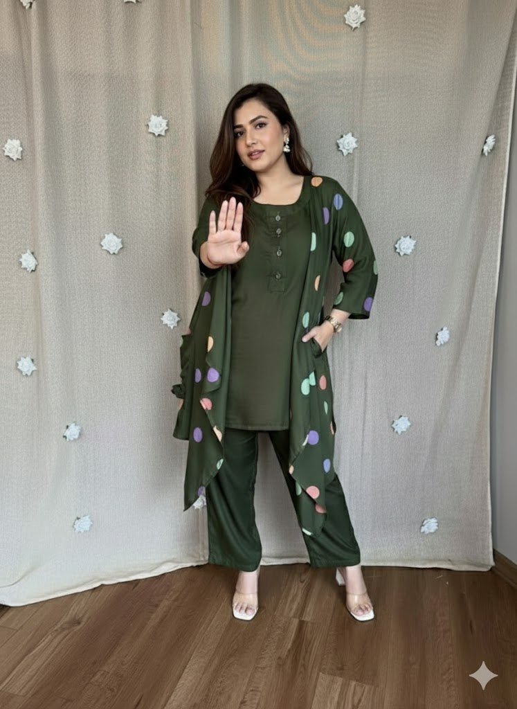 The Olive Polka-Dot Shrug Set - Image 3