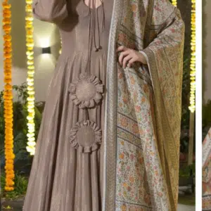 Designer Anarkali Suit Set with Printed Dupatta