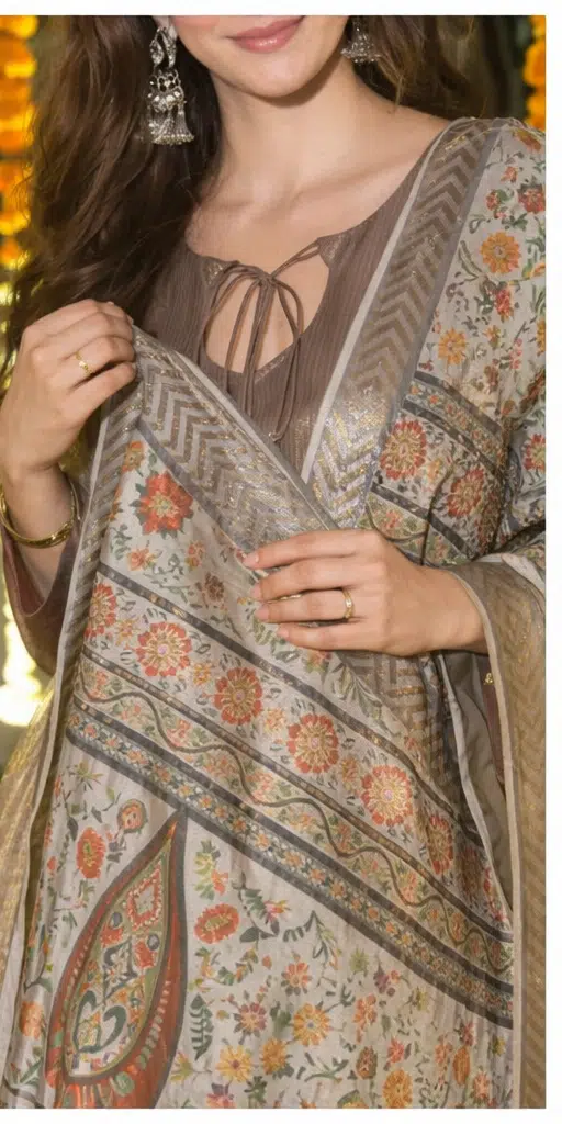 Designer Anarkali Suit Set with Printed Dupatta - Image 2