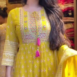 Latest Yellow Cotton Salwar Suit For Festival