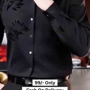 Men’s Silk Satin Shirt Floral Slim Fit Long Sleeve Dress Shirt Casual Soft Shirt