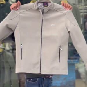 Men’s Casual Stand-Collar Zip Jacket In Beige