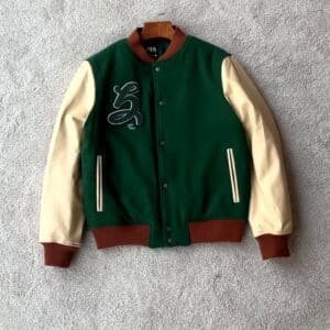 Premium Two-Tone Green Varsity Bomber Jacket