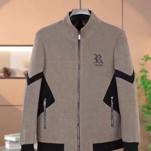 Men’s Contrast Panel Full Zip Bomber Jacket