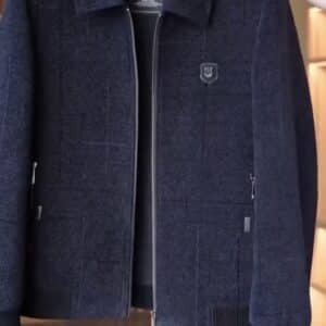 Men’s Classic Textured Wool Blend Zip Jacket