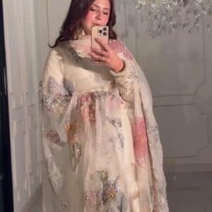 Handmade Ivory Sharara Set – Timeless Craftsmanship in Pure Elegance