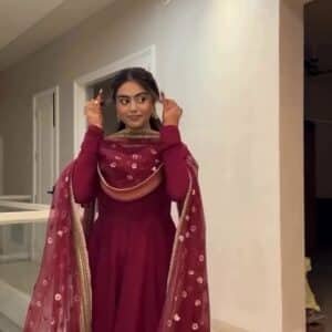 Jahnvi Maroon Magic Anarkali Set – Timeless Elegance in a Royal Hue