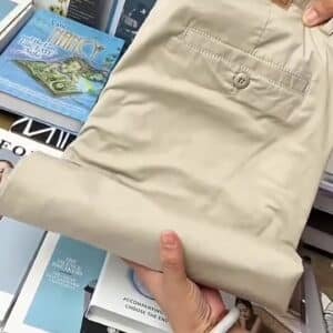 Men’s Beige Slim-Fit Cotton Chino Pants