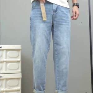 Men’s Light Blue Slim-Fit Casual Denim Jeans