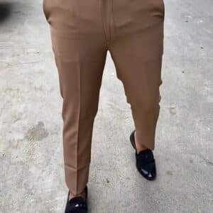 Men’s Tailored Slim-Fit Formal Trousers with Belt Detail