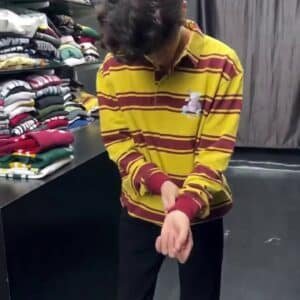 Auto Stripes Yellow Red Full Sleeve Polo T-Shirt