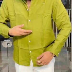 Men Comfort Fit Solid Spread Collar Cotton Casual Shirt