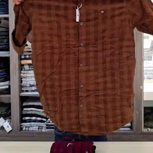 Men Spread Collar Tartan Checked Cotton Slim Fit Casual Shirt